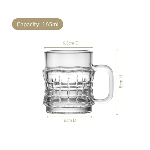 Image of Nestasia Transparent Glass Tea Cups Set of 6 (165ml Each) - Dishwasher Safe & 100% Food Safe Coffee Cups with Handle for Coffee, Tea, Hot & Cold Beverages | Geometric Embossed Design