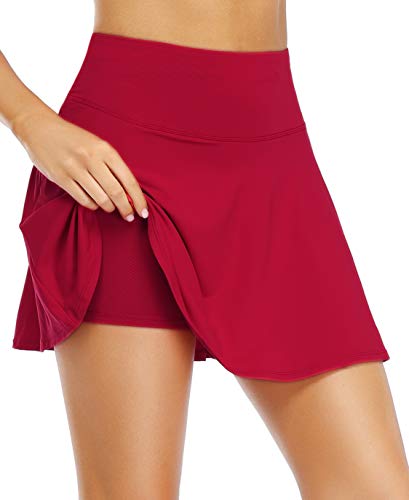 Image of Oalka Women's Pleated Skirt with Pockets High Waist Sports Athletic Running Shorts Golf Tennis Skorts
