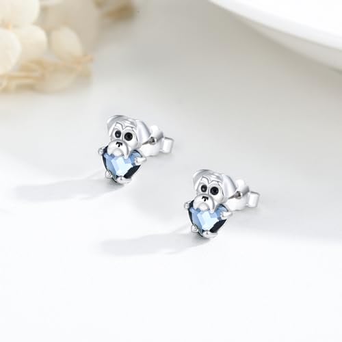 Image of 925 Sterling Silver Dog Earrings Cute Animal Puppy Stud Earrings Dog Jewelry Gifts for Women Girls Pet Lover Hypoallergenic Earrings for Sensitive Ears