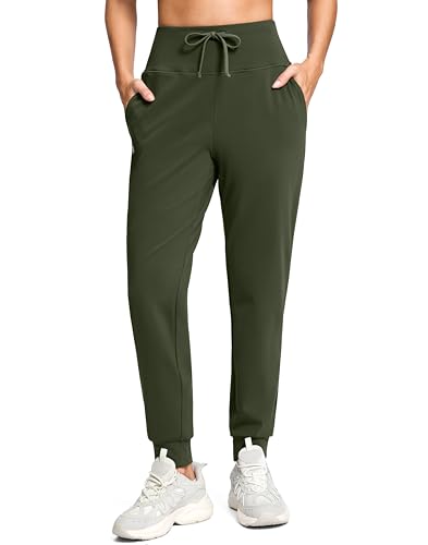 Image of G Gradual Women's Fleece Lined Joggers with Zipper Pocket Water Resistant Running Hiking Pants Winter Warm Thermal Sweatpants