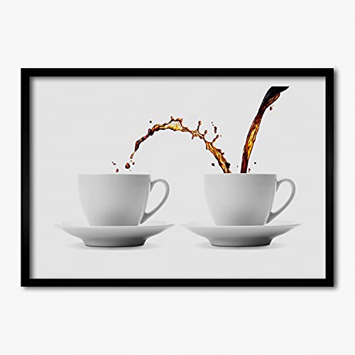 Cadre Peinture 70x50 cm en Bois MDF Tulup Décoration Moderne Tableau Fuite De Café