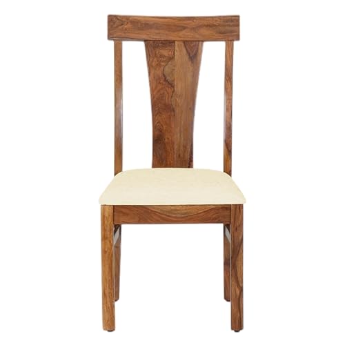 Image of Royaloak Terence Wooden Dining Chair | Sheesham Wood | Cushioned Seating| Solid Wooden Legs | Modern Design |Comfortable Backrest| Compact Size