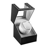 LINGFANSTORE Automatische Uhrenbeweger Box,luxuriöser Single Uhrenbeweger,Uhrengehäuse mit leisem Mabuchi Motor,Batteriebetrieb oder Netzteil PU Leder (Schwarz)