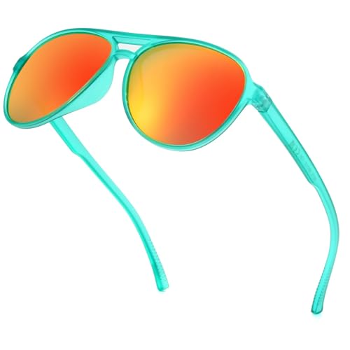 Image of Freckles Mark Classic Aviator Polarized Sunglasses for Men Women Double Bridge Retro 70s 80s Glasses Coloful Shades