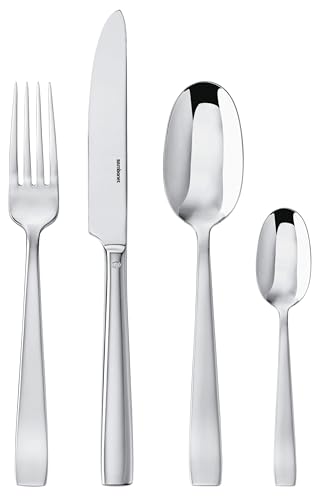 Sambonet 62512-81 Flat-Set di Posate da Tavola Monoblocco in Acciaio Inox 18/10, per 6 Persone, 24 Pezzi: 6 forchette, 6 cucchiai, 6 coltelli, 6 cucchiaini da tè