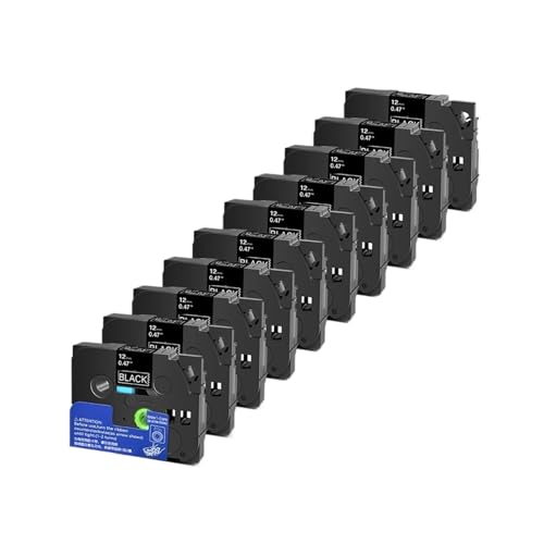 5/10PK TZe �e�[�v 9/12 �~�����[�g�����~�l�[�g�݊����u���U�[ Tz ���x���v�����^ H110 ���x�����[�J�[ Tze231 Tze241 Tz131 TZE335(White on Black-10PK,9mm)