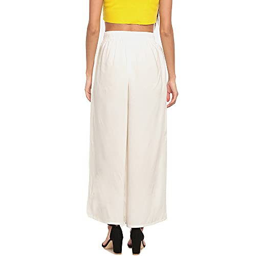 Image of GO COLORS Soft Viscose Basic Palazzo Full Length for Women| Breathable, Mid Rise, Relaxed Fit