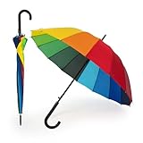 DH DREAMER HOME Paraguas Largo Clásico Grande Automático y Resistente al Viento (Arcoiris Mango Curvadod)