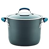 Rachael Ray 87652 Brights Hard Anodized Nonstick Stock Pot/Stockpot with Lid, 8 Quart, Marine Blue