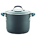 Rachael Ray Hard-Anodized Aluminum Nonstick Covered Stockpot, 8-Quart, Gray with Marine Blue Handles