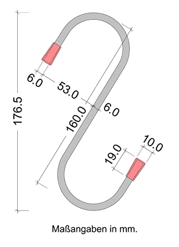 Gedotec Wandhalterung - Allzweckhaken Stahl verzinkt gummiert | 6 Stück Gerätehaken Länge: 180 mm | große S-Haken Garage mit Tragkraft bis 20 Kg | Allzweckhaken | S-förmige Aufhängehaken