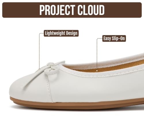Image of Project Cloud Ballet Flats for Women Shoes - Genuine Leather Insole and Lightweight Mary Jane Flats - Non-Slip and Comfortable Womens Shoes