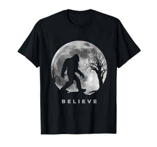 Bigfoot Night Full Moon Shirt I Believe Sasquatch Men Kids T-Shirt