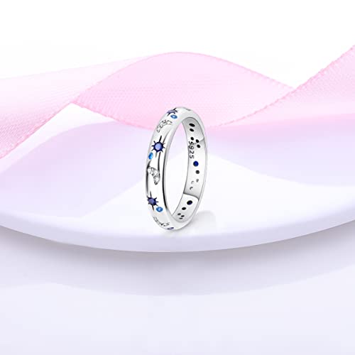 Narmo 925 Ring For Women Sterling Silver Moon And Star Rings Cubic Zirconia Stackable Ring Size 8 #TOP2