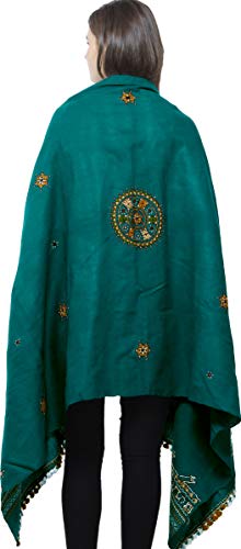 Shawl from Kutch with Central Embroidered Chakra and Mirrors - Pure Wool3