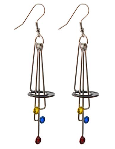 Kinetic Sculpture Inspired Stainless Steel Art Earrings, Modern Abstract Homage2