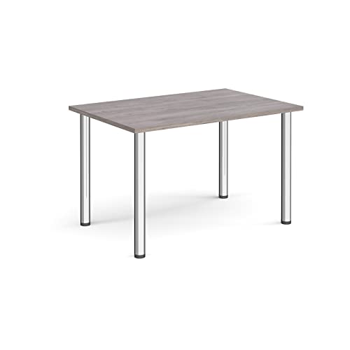 Mr Office Rectangular radial leg meeting table - chrome legs, Grey oak, 1200