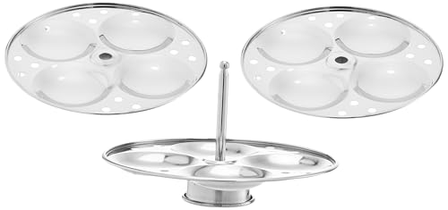 Image of TOSAA STAINLESS STEEL IDLI 4 * 3 PLATES (12 IDLIS) COMPACT IDLI MAKER - FOR HEALTHY COOKING, STEAM FRESH IDLIS EVERY TIME