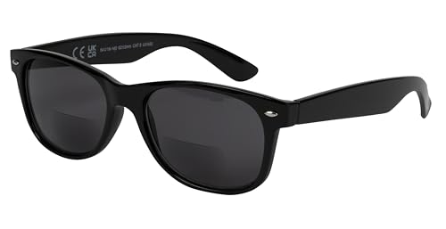 I-Sential Bifocal Reading Sunglasses Sun Readers Tinted Glasses Retro Black Frame Mens Womens Classic With Case +1.75
