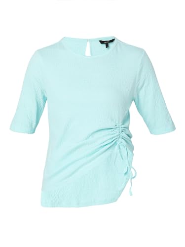 Image of VERO MODA Solid Cotton Round Neck Women's Top