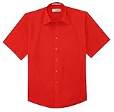 Covona Men's Short Sleeve Solid RED Color Dress Shirt Size Small