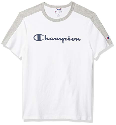 Champion Men's Sportstyle Colorblock TEE, White/Oxford Grey, Small