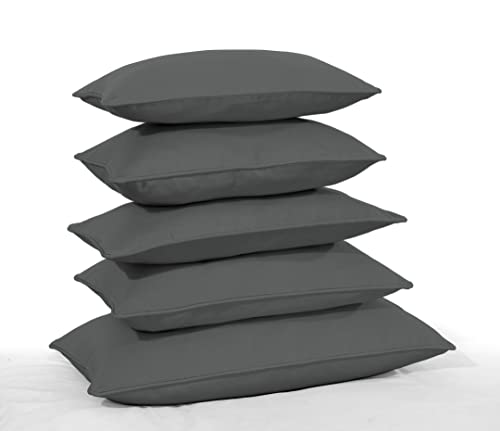 Rectangular Oblong Cushion Covers Plain Dyed 100% Cotton Pipped Edge Zipped Entry Home Sofa Décor in 5 Sizes (Oblong Cushion Cover (16''x24'') Approx., Grey)