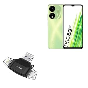 BoxWave Smart Gadget Compatible with itel Power 55 – AllReader SD Card Reader, microSD Card Reader SD Compact USB – Jet Black