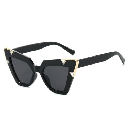 HFVURJ Gafas de sol estilo ojo de gato para mujer, grandes, estilo hip hop, lujo, UV400, moda (2)