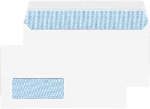 RFE Pack of 100 - DL White Mailing Envelopes with Window Self Seal for Posting mailing Home Office Ecommerce and Business 80gsm 110 x 220mm