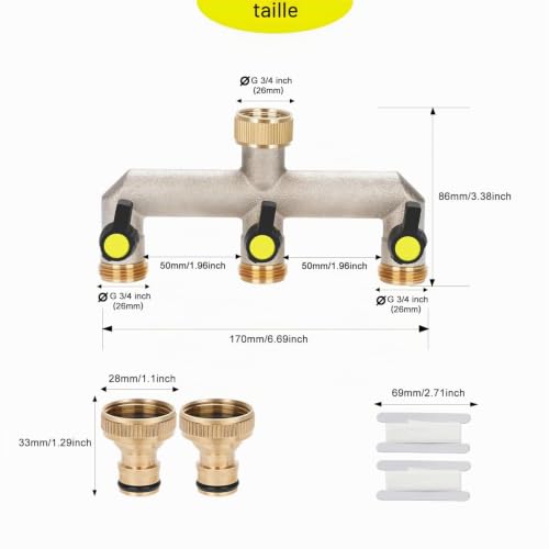 Robinet 3 voies 3/4 pour diviser une sortie d'eau sans perte de pression - 8