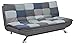 Produktbild AC Design Furniture Jasper Bettcouch Blau/Grau Patchwork, Schlafsofa mit 3 Liegepositionen, Moderner 3-Sitzer Ohne Armlehne, Gepolstert mit Verchromten Beinen, L: 196 x H: 91 x T: 98 cm