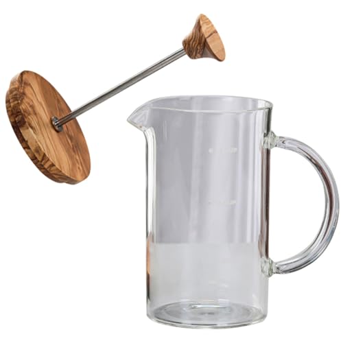 FELTECHELECTR Prensa de Café Francesa de Vidrio de 400 Ml Tapa de Bambú, Cafetera Manual para Uso Doméstico, Resistente al Calor y Fácil de Limpiar, Tetera Práctica para Cocina y Preparación