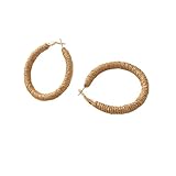 Rattan hoop Earrings Boho Raffia Woven Wicker Hoop Earrings Handmade Fashion Retro Rattan Earrings for Women Big Circle Dangle Earrings-Brown