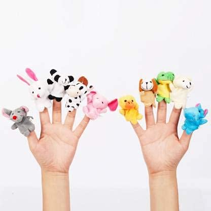 GrabSmart Soft Fabric Finger Puppet | Cute Animal Finger Puppet Multicolour - Pack of 10