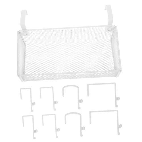 STOBAZA Metal Hanging Storage Basket for Bunk Beds and Headboards Space Saving Organizer for Magazines Phones and Drinks Easy Installation White