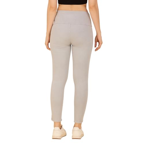 Image of 4FLIES Women's High Waist Slim Fit Jeggings | Super Combed Denim Stretch Ankle-Length Pants with Wide Waistband | Comfortable, Breathable Denim Look Leggings for Casual, & Office Wear