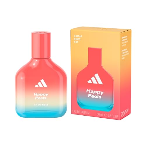 Image of Adidas Vibes Happy Feels Eau de Parfum 1.6 fl oz (Pack of 1), Notes of Floral, Grapefruit, and Vanilla, Unisex Fragrance, Long Lasting, Sporty Fragrance, Travel Size