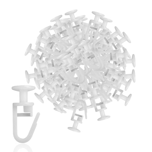 120 Ganchos Cortinas, Gancho Cortina Riel de 11 mm de Plástico Ganchos con Cierre Deslizador De Cortina De Cabeza Redonda para Rieles Deslizadores De Cortinas
