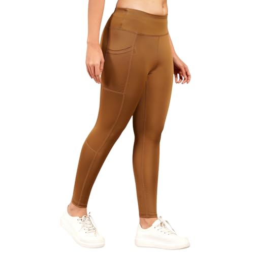 Image of NINQ high Waist Women Gym Compression Pants for Workout with Pocket, Yoga & Exercise, Active Wear Legging Sports Tights Trousers with Comfortable Fit for Running, Jogging & Training