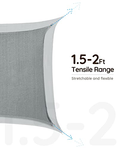 Quictent 20X20Ft 185G Hdpe Square Sun Shade Sail Canopy 98% Uv Block Outdoor Patio Garden With Hardware Kit (20 X 20 Ft, Grey) #TOP5