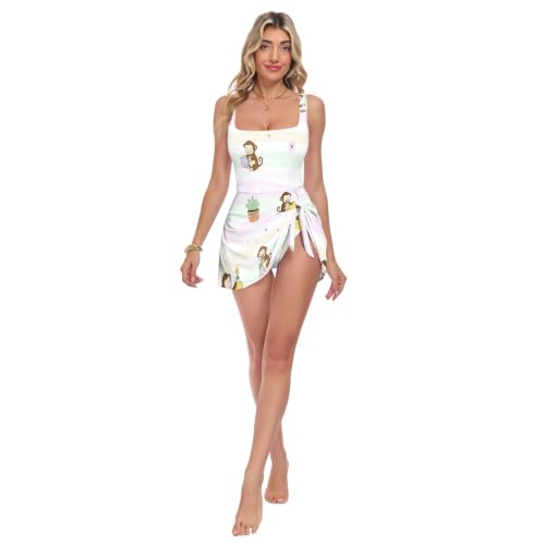 Maillot de bain une pièce réglable femme contrôle du ventre pastel pour piscine et plage