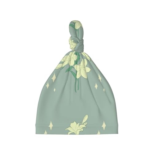 Baby Beanie Cartoon White Lilies Knotted Hat - Soft, Warm, Comfortable, Headwear for Newborns, 0-6 Months