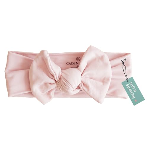 Image of Caden Lane Baby Headwrap with Knotted Bow, Soft & Stretchy Bamboo Viscose, Comfortable Infant Hairband for Newborn & Toddler Girls, Ideal Gift for Baby Shower & Milestone Celebration, Pale Pink