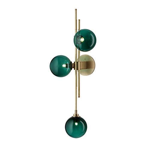 Aplique de pared con forma de globo de 3 luces, iluminación verde oscuro Mid Century, lámpara de pared para interiores, lámpara de pared de bola de cristal para dormitorio, salón, baño, luz de tocador