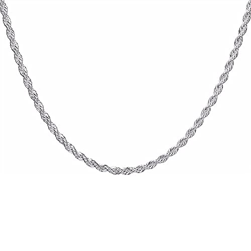 Collier chaîne en corde torsadée en argent 925 de haute qualité pour homme et femme
