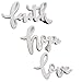 Faith, Hope & Love - Small Distressed White Tabletop Script Word Decor |3pk| Decorative Modern Farmhouse Resin Standing Words | Gifts for Women | Inspirational Gift