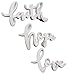 Faith, Hope & Love - Small Distressed White Tabletop Script Word Decor |3pk| Decorative Modern Farmhouse Resin Standing Words | Mother's Day - Women Inspirational Gift | Wedding - Spring Decor