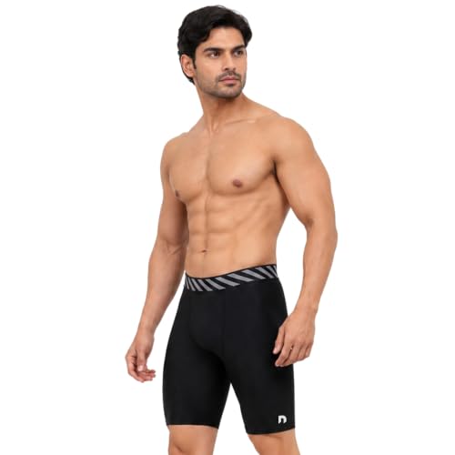 Image of NEVER LOSE Men's Compression Tights for Running, Gym & Sports | Skin Fit Workout Leggings | Quick Dry Stretch Gym Tights for Men | Running Tights | Cricket & Training Base Layer