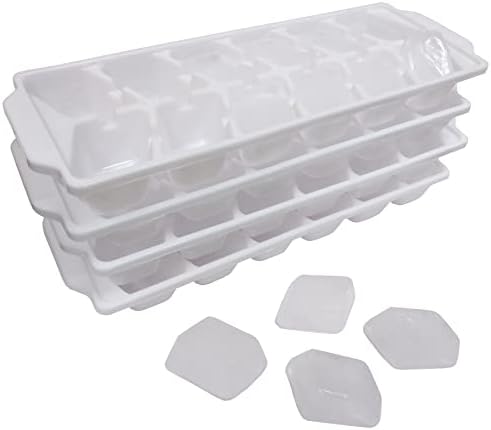 Small Size 4 Pack Ice Cube Trays for Mini Fridge Freezer - Stackable Plastic Easy Release Molds